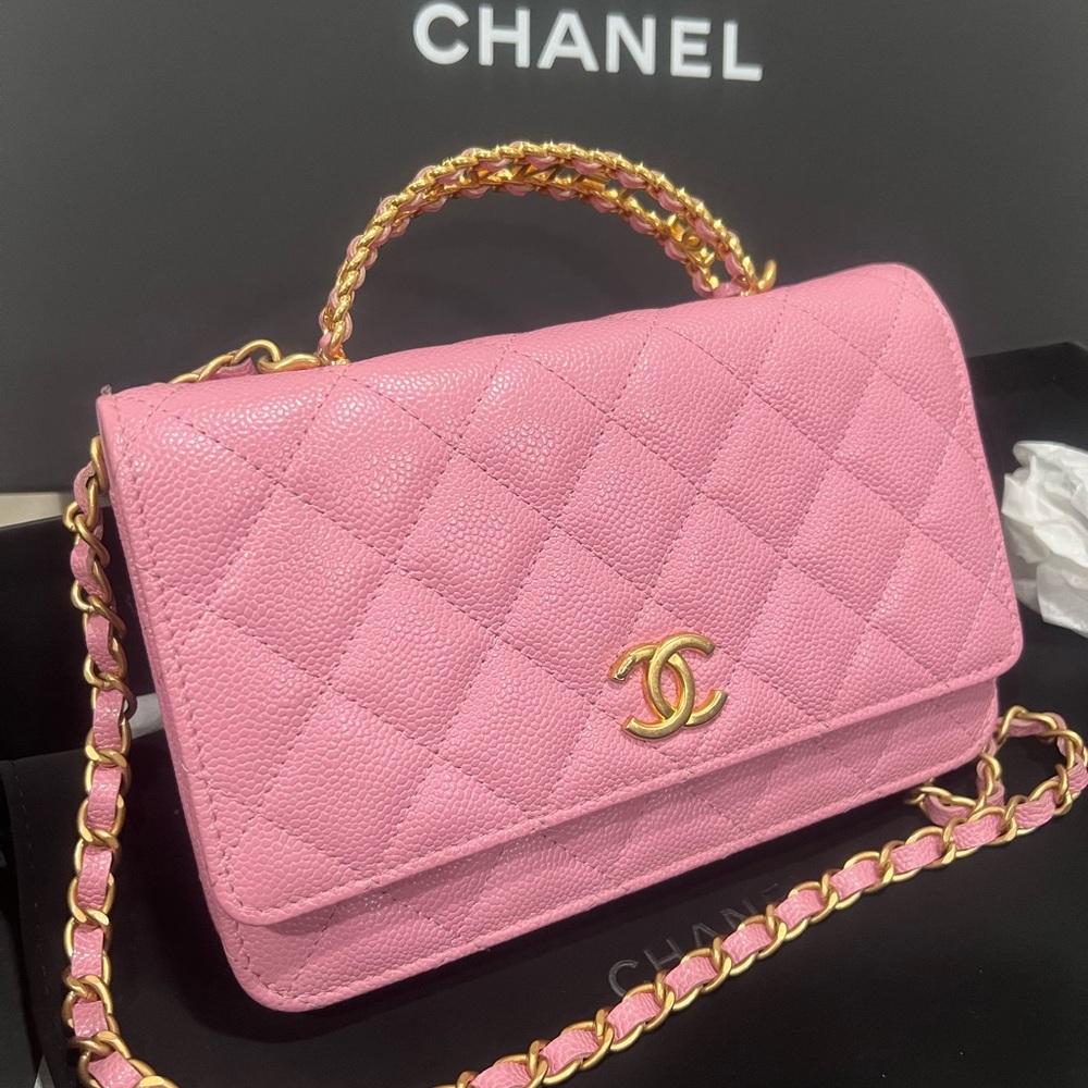 Chanel Caviar Pink Top handle Chanel letter logo crossbody bag - Picture 3 of 9